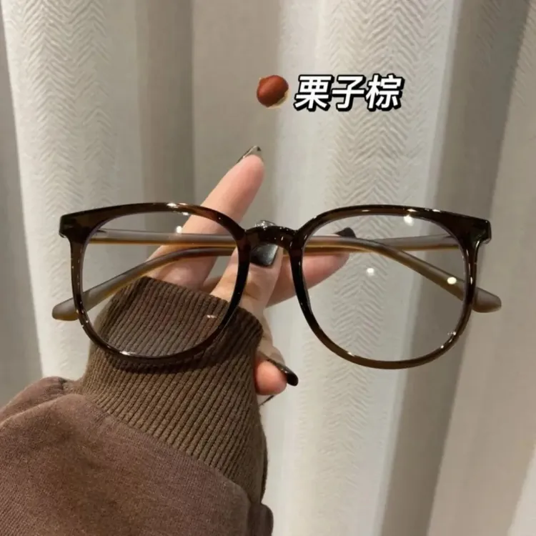 超轻大框茶色眼镜近视女度数可配方圆脸遮颧骨素养小红书同款