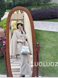 【现货】LUOLUOZ【英伦斗篷】绵羊毛气质设计上衣＋半身长裙两件