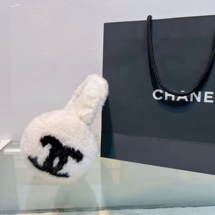 双C双面logo拼接仿兔毛毛绒耳捂耳罩冬季保暖必备网红时尚女士