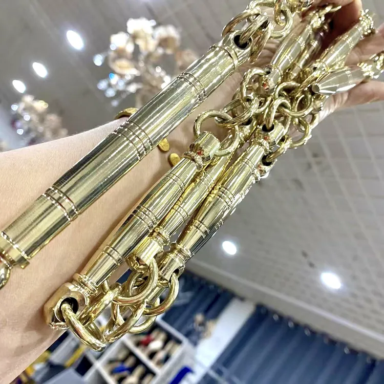 纯黄铜实心九节鞭，黄铜把手做