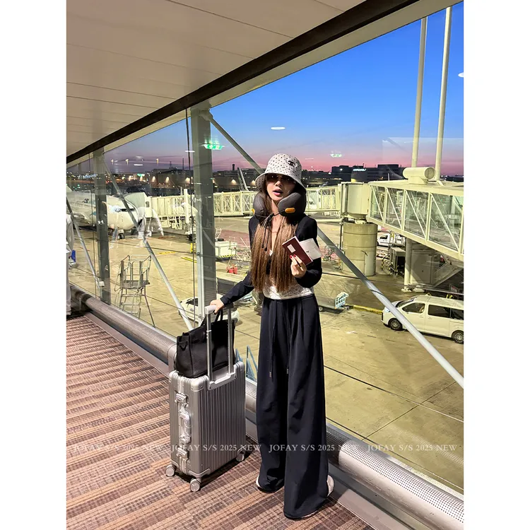 【CHASINGLIGHT】|小蛮腰|美式短款卫衣阔腿裤套装 TZ0321