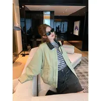 【Littledry不油】复古翻领夹克外套女简约休闲拉链工装宽松上衣女