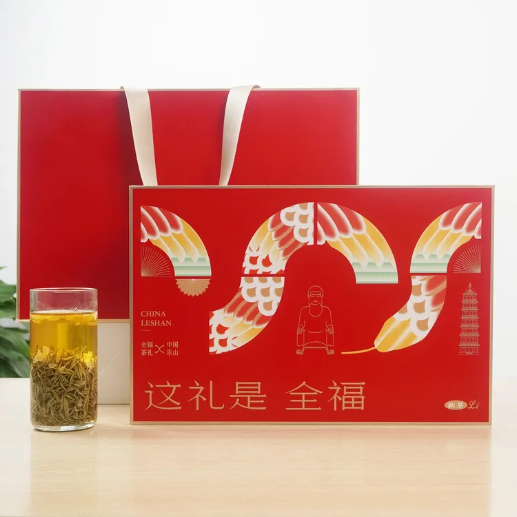 全福飘雪茉莉花茶浓香四川茶叶手工嫩芽茶新茶送人蛇年红色礼盒装