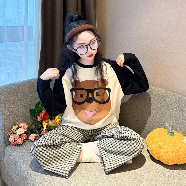 2025新款女童睡衣秋初中生女孩秋季卡通套装儿童超好看长袖家居服