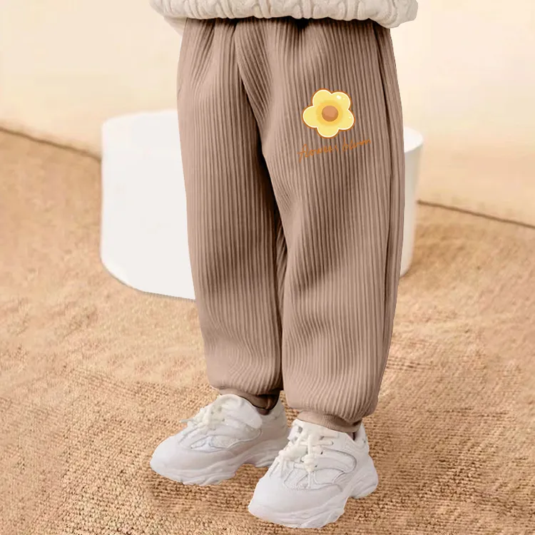 春秋新款儿童保暖卡通印花束脚裤童装中小童休闲百搭长裤裤子