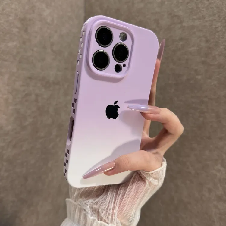 撞色渐变肤感方格适用iPhone16Promax苹果15手机壳13新款14软17Pr