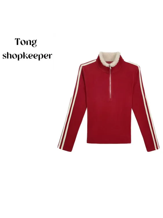 QJ/彤掌柜1682812 秋冬2025厚实秀款条纹定制羔毛立领时尚上衣