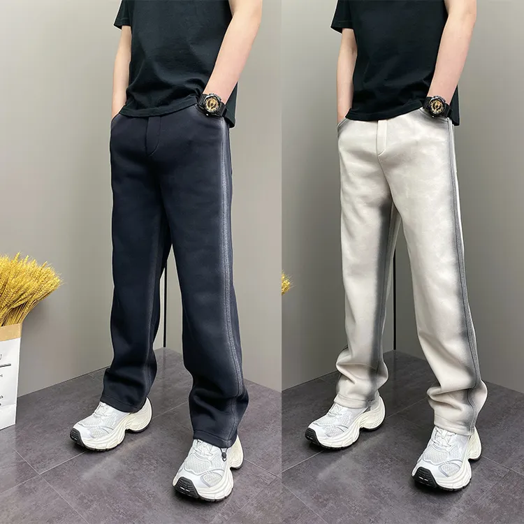 2025年春季潮流韩版痞帅宽松哈伦条纹阔腿裤青年男士休闲运动卫裤