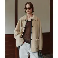 MSBEAST毛板双色颗粒感美利奴皮毛一体翻领中长款外套丨日落沙丘