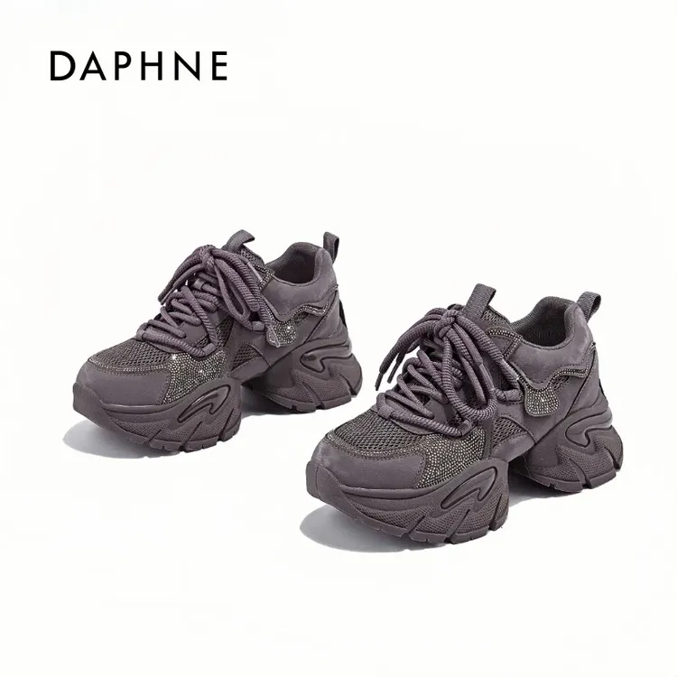 达芙妮2025秋季新款时尚休闲潮流松糕老爹鞋复古透气网面运动鞋L