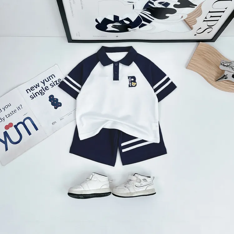 儿童套装2025新款男童短袖T恤两件套 BQ25329Y悠悠童话联名泰迪熊