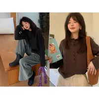 一三良品小个子 复古纽扣高领连帽毛衣女宽松针织衫女秋T580Y