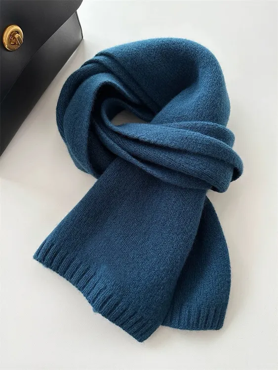 2025新款韩版东大门羊毛针织毛线纯色围巾女秋冬加厚保暖百搭