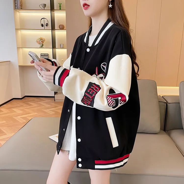 美式刺绣棒球服外套女韩版宽松春秋季新款初高中学生休闲百搭上衣