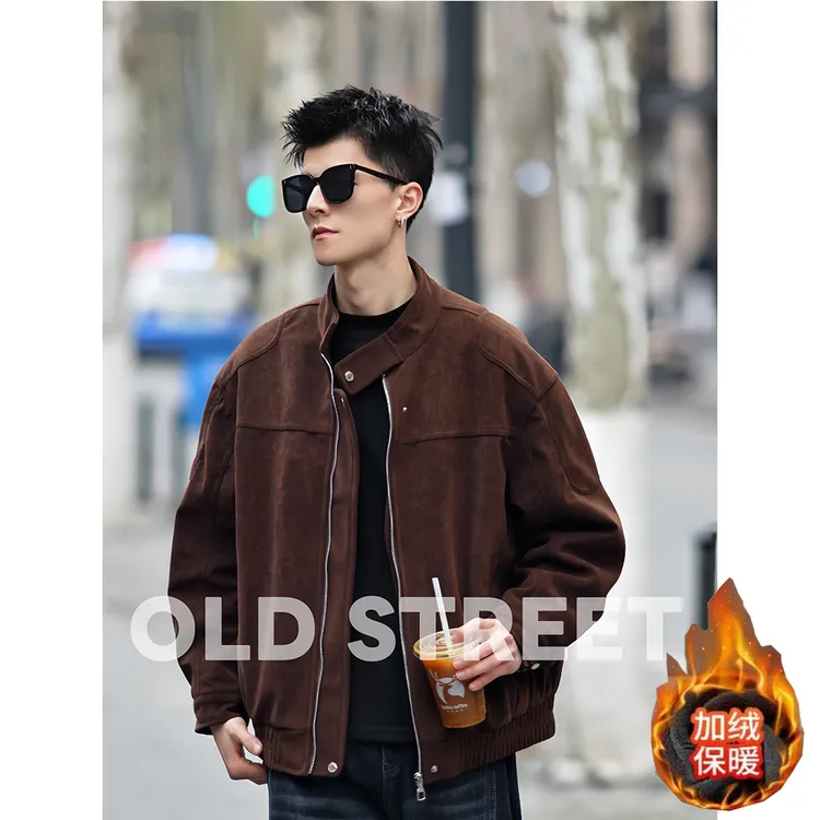Old Street冬季复古加绒「CityWalk 绒面肌理」休闲立领保暖男外套