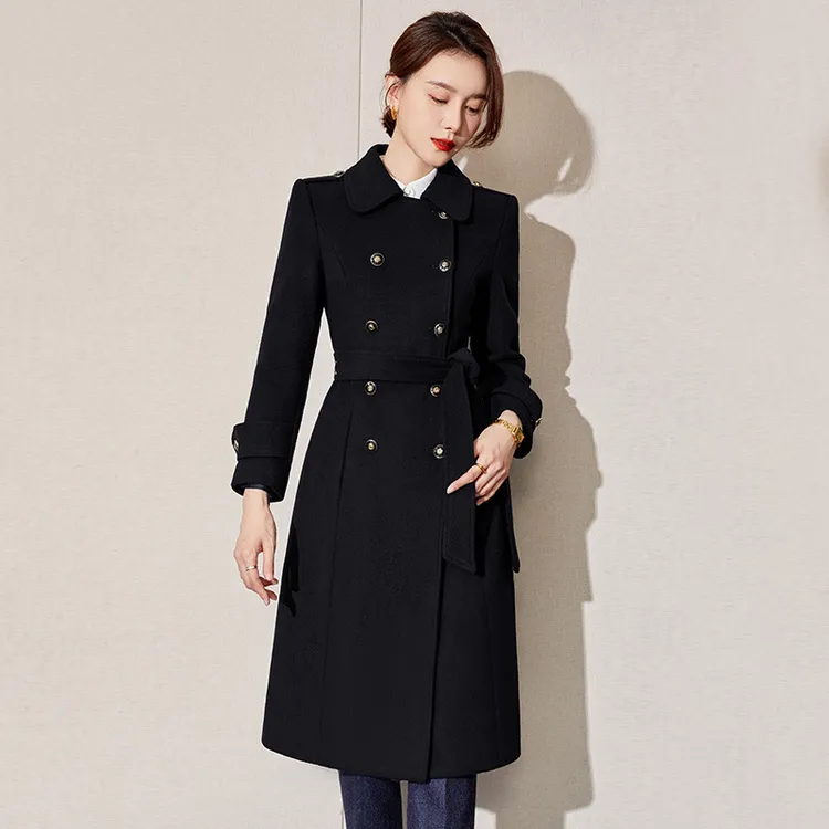 秋冬新款高端羊毛大衣女中长款职业装毛呢外套通勤珠宝店工作服