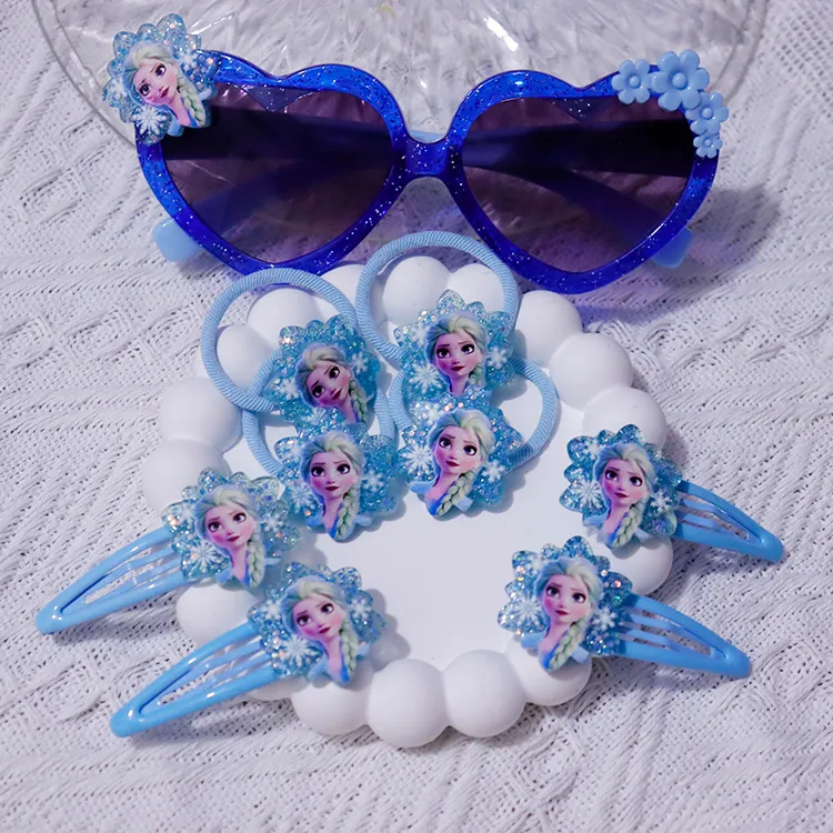 卡通爱莎发箍儿童皮筋艾莎公主头饰发夹皮筋绑头发卡发饰不伤发