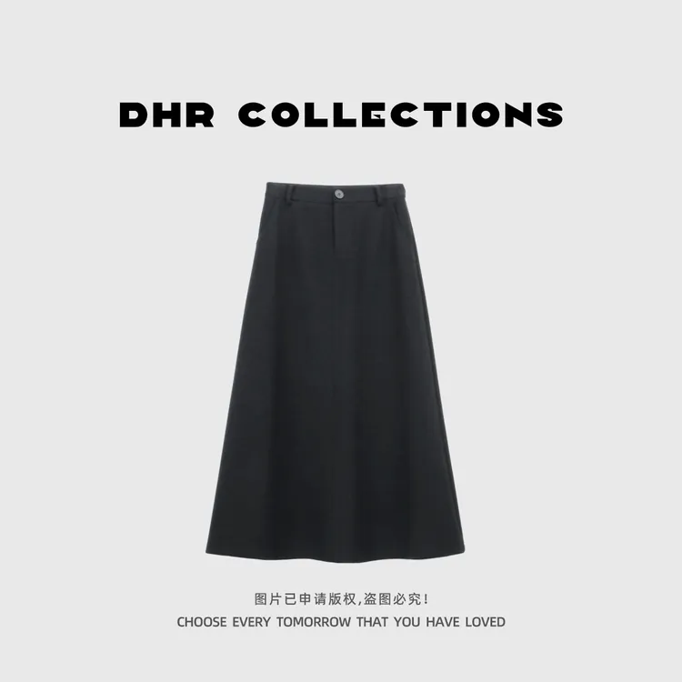 豆豆DD【羊毛裙】毛呢半身裙长裙百搭伞裙气质时尚裙子-25DQ151