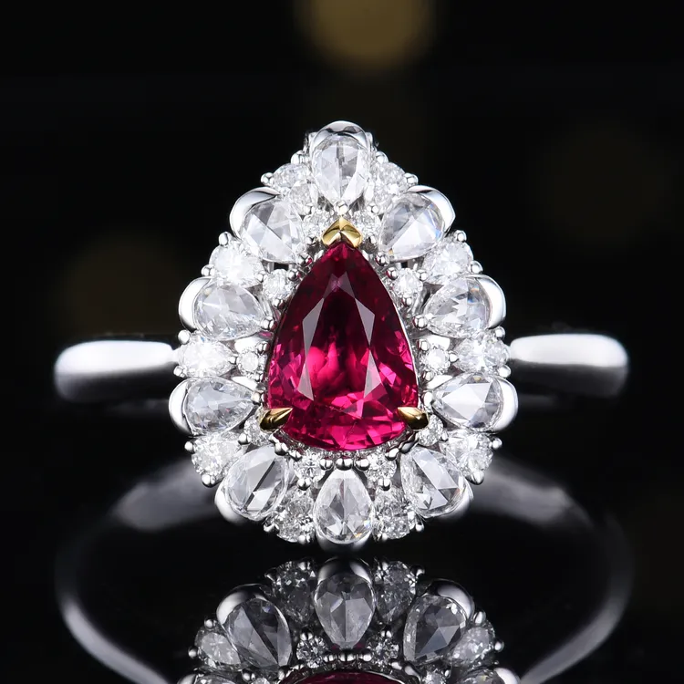 18K金强荧光无烧红宝石戒指（两用款/不含链）气质轻奢