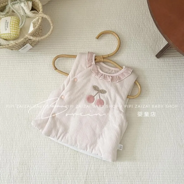 婴幼儿秋冬花边领夹棉马甲宝宝秋装坎肩背心女童上衣外套童装0204