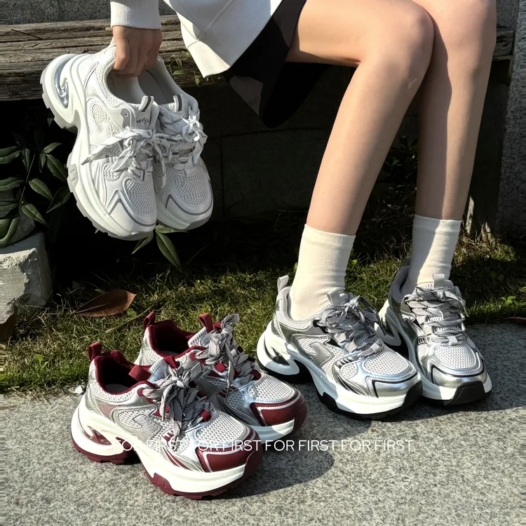 【FR单网】2025新款百搭休闲鞋女网面透气老爹鞋