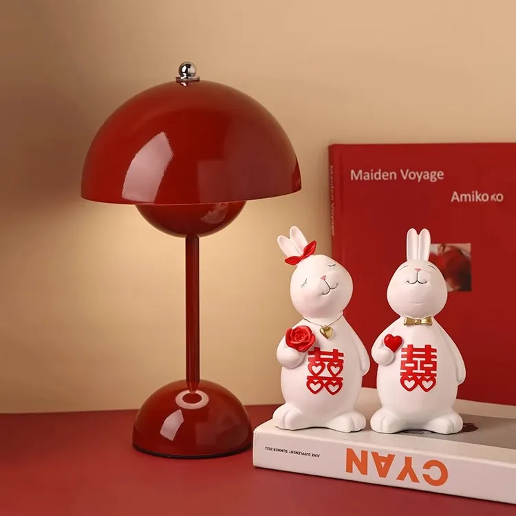 结婚花苞灯红色喜庆陪嫁氛围长明喜灯送朋友卧室新婚房一个蘑菇灯