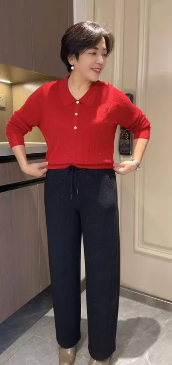 8753新款女士羊毛休闲直桶裤95左右