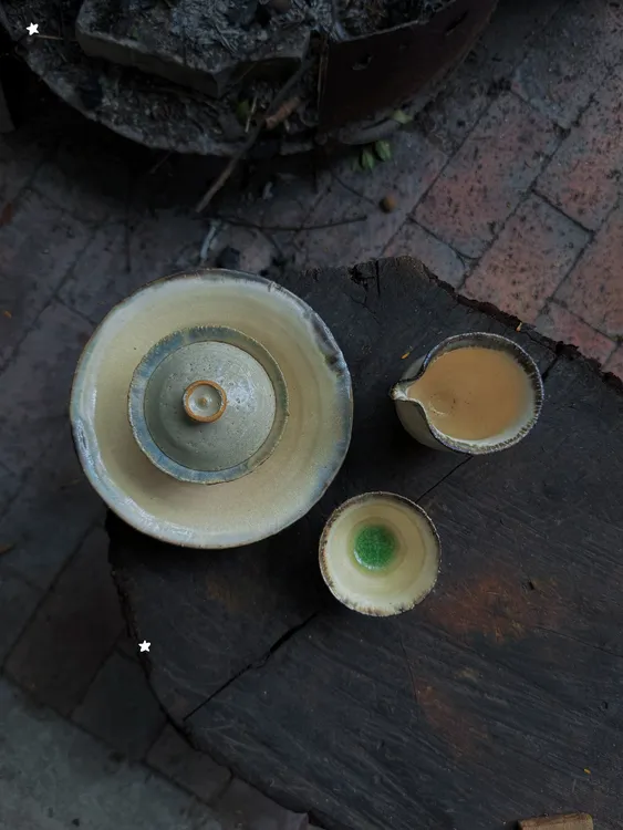阿馨手作 复古开片陶瓷杯 复古开片盖碗公道杯壶承主人杯可养茶线