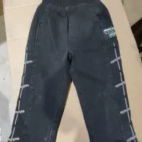黑色加绒地球仪棉裤