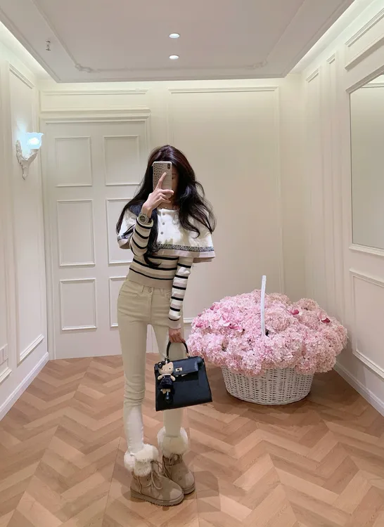 秋冬新款小众炸街高级感女装韩版小香风高级感斗篷上衣高腰修身裤