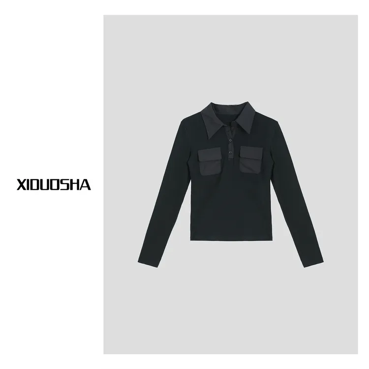 XIDUOSHA/喜朵莎原创设计款衬衫领显瘦上衣 XDS1509