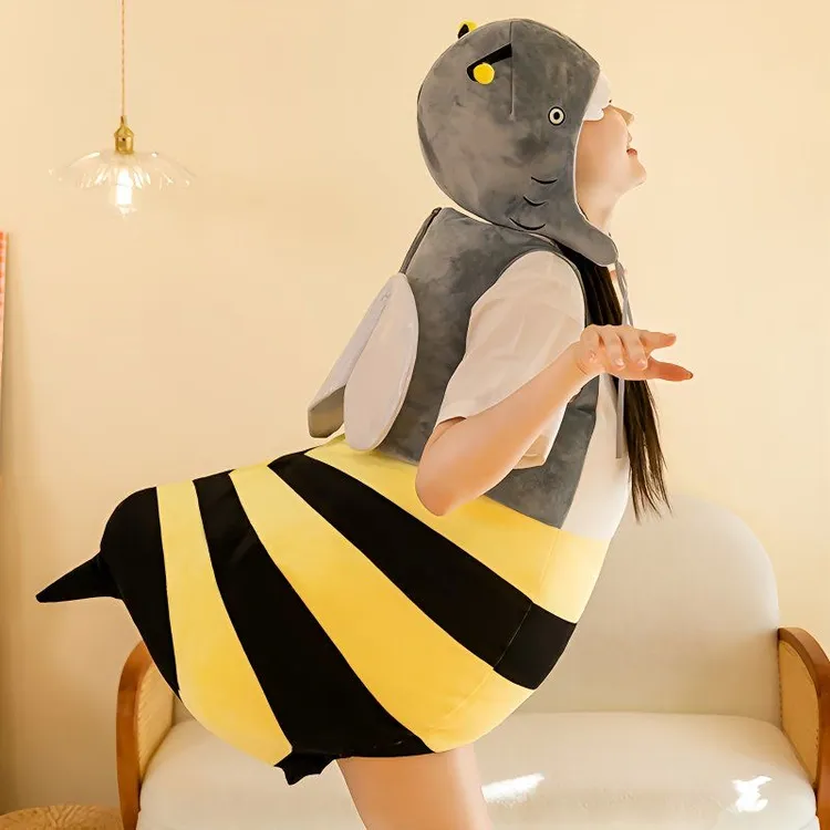 网红蜜蜂人偶小蜜蜂鲨鱼公仔服装玩偶穿戴套装bee演出成人儿童COS