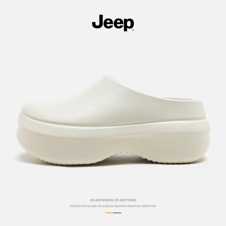 Jeep吉普男士拖鞋休闲舒适包头拖厚底松糕跟情侣休闲风软底厨师鞋