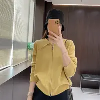 IMFLY金小金自制女装 针织开衫DYW9863秋季翻领休闲拉链毛衣外套
