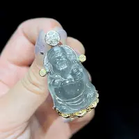 【上旭珠宝】天然翡翠A货蓝水财神吊坠 设计款多样性发一件