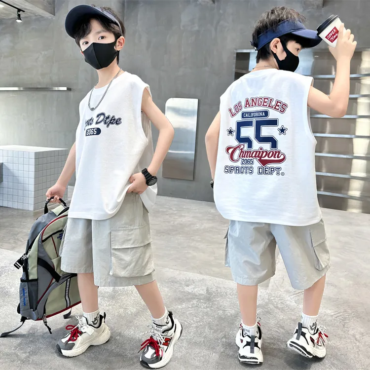 男童夏装套装2025新款儿童夏季薄款无袖中大童男孩背心运动两件套