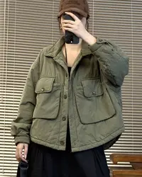 芊米鑫~新款大口袋休闲百搭棉服秋冬减龄女