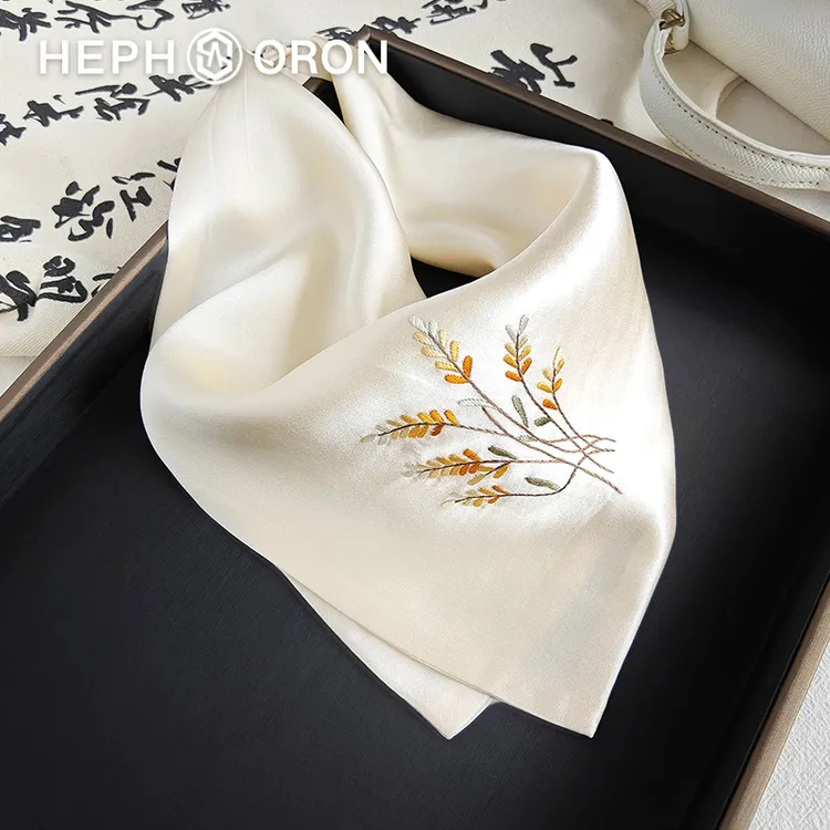 HEPHSORON苏绣丝巾礼盒送妈妈麦穗刺绣旗袍披肩桑蚕丝真丝丝巾