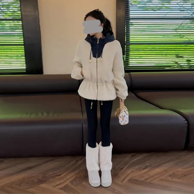 香朵儿【圣诞滑雪系列】两面可穿羊羔绒棉服外套女秋冬加绒加厚棉衣