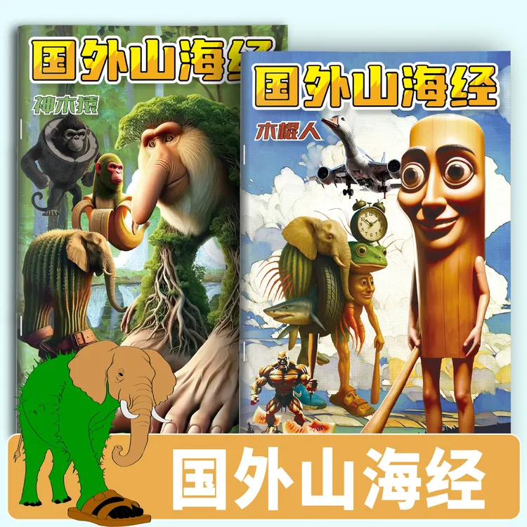 国外ai山海经描摹画本正版小学生版漫画绘画书儿童涂鸦玩具涂色书