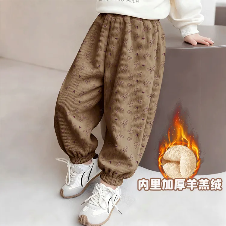 女童秋季裤子秋冬灯芯绒儿童长裤新款中小童洋气百搭宝宝运动裤