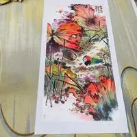 鸳鸯荷花池塘字画