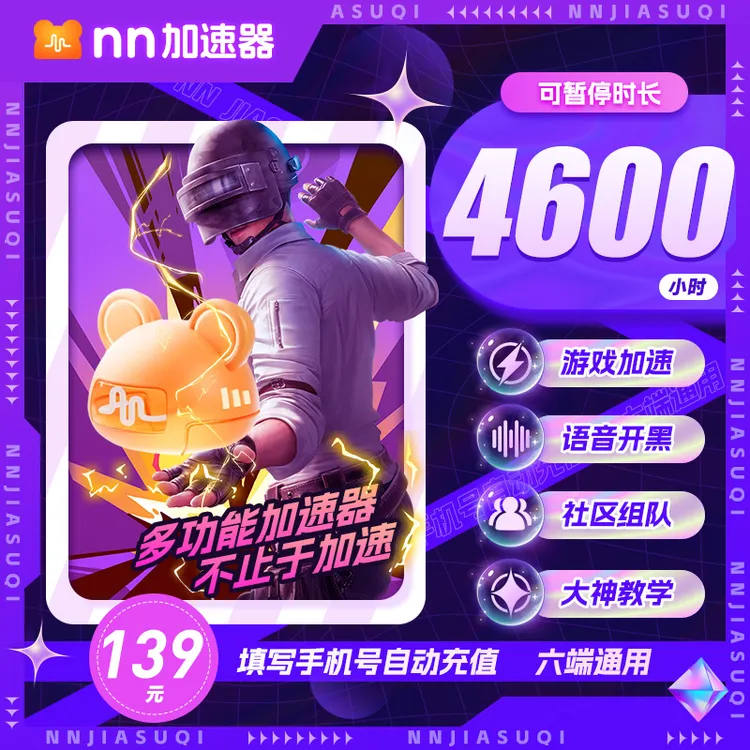 NN4600小时可暂停直充网游PUBG/暗黑神4/apex/steam雷神加速器