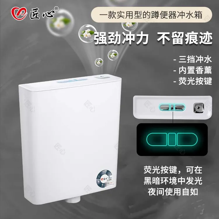 马桶水箱蹲坑专用大冲力学校家用厕所双档壁挂手按工程蹲便器水箱