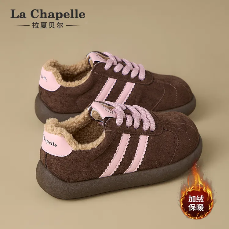 拉夏贝尔德训鞋女款2025年秋冬季新款加绒加厚保暖防滑舒适勃肯鞋