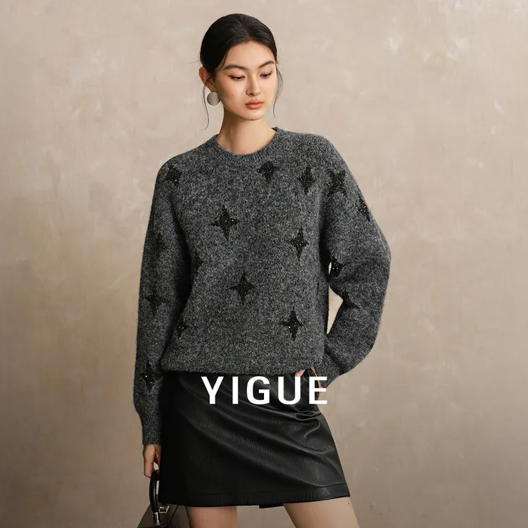 亦谷韩系针织衫女士2025年秋冬季新款氛围感穿搭毛衣G5WAZ439-6