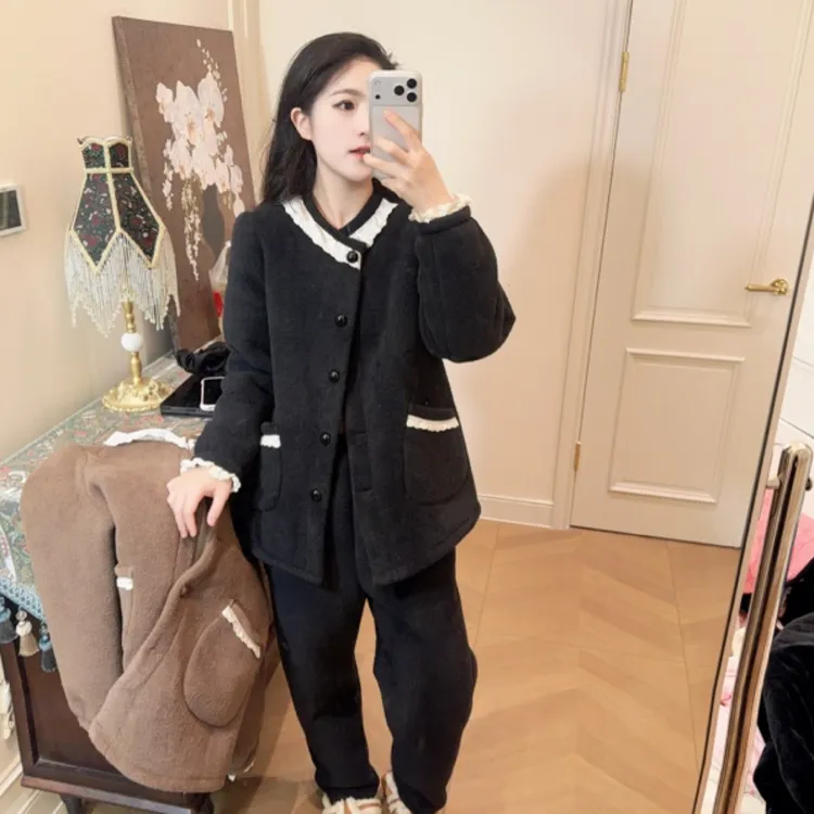 CBLM家加绒套装【多色加厚加绒套装】宽松显瘦家居服