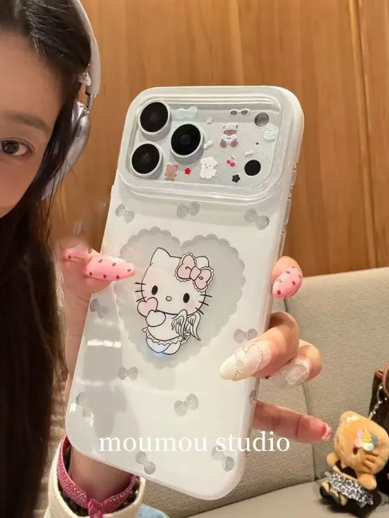 韩系ins爱心kt猫适用苹果17Promax16Pro手机壳vivo华为oppo小米15