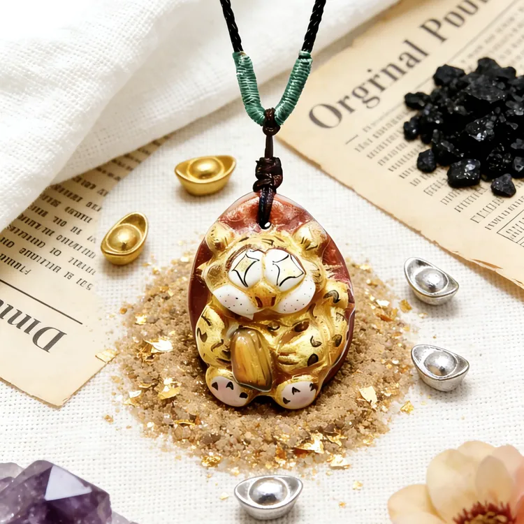 非金属布艺项链 花儿纯手工手作小豹子项链金灿灿