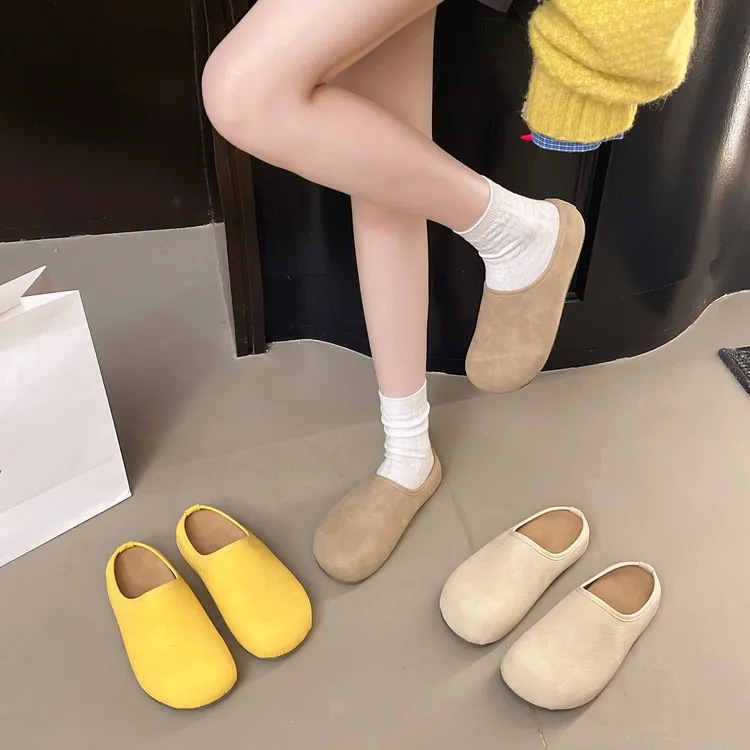【安柠】法式复古编织包头勃肯鞋女2025秋冬新款软底休闲百搭半拖鞋
